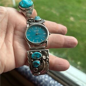 Vintage Adla Sterling Sulver Turquoise Unisex watch works